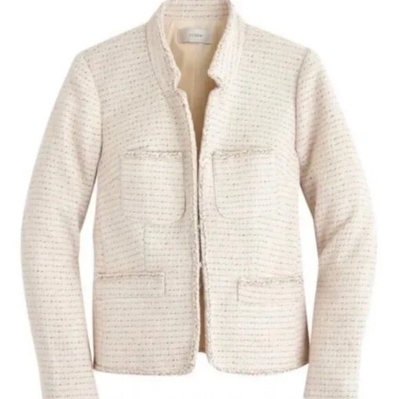 J.Crew Metallic Tweed Blazer Jacket in Off White Size 8 Style E5087 lady - Picture 2 of 4